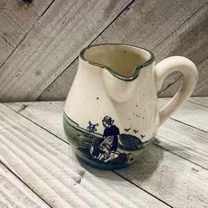 Vintage Haag Pottery 159 pitcher/creamer Dutch Scene  windmill Made in Austria